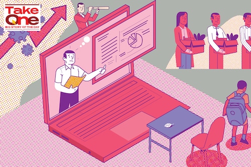 With schools now operating through physical classes and their own online material, edtech players, especially in the K-12 segment, are having a hard time attracting new customer base
Illustration: Sameer Pawar With schools now operating through physical classes and their own online material, edtech players, especially in the K-12 segment, are having a hard time attracting new customer base
Illustration: Sameer Pawar