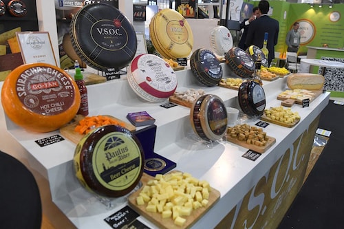 Different types of cheese from the Netherlands are displayed at the Paris 2022 International Food Fair (SIAL) in Villepinte, northern Paris on October 15, 2022. Image: Eric Piermint / AFP Different types of cheese from the Netherlands are displayed at the Paris 2022 International Food Fair (SIAL) in Villepinte, northern Paris on October 15, 2022. Image: Eric Piermint / AFP