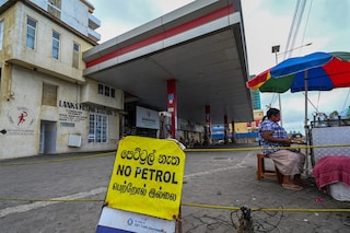 A sign reading "No Petrol" is seen at a closed Ceylon Petroleum Corporation fuel station in Colombo August 26, 2022. The International Monetary Fund said Thursday it had reached a staff-level agreement to support bankrupt Sri Lanka with a $2.9 billion bailout spread over four years. ​Image: Ishara S. Kodikara / AFP