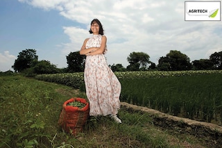 IIT graduate Anu Meena, founder &amp CEO of Agrowave, at a farm in Haryana.<br>Image: Amit Verma