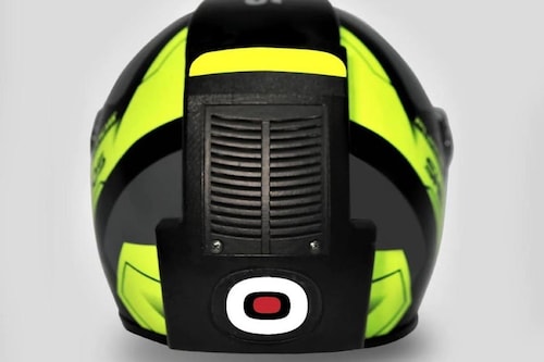 This helmet has an air filtration system at the back. Image: Photography Courtesy of ShelliosÂ©