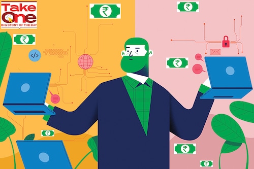 The primary concerns companies have against moonlighting is data and confidentiality breaches, and loss of productivity
Illustration: Sameer Pawar The primary concerns companies have against moonlighting is data and confidentiality breaches, and loss of productivity
Illustration: Sameer Pawar