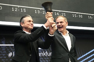 Oliver Blume (R), CEO of German car producer Porsche AG, and Lutz Meschke, member of the Porsche management board, ring the bell to launch the company"s initial public offering (IPO) at the Frankfurt Stock Exchange in Frankfurt am Main, western Germany, on September 29, 2022. Image: Daniel ROLAND / AFP