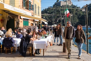 Portofino, Italy: Diners at a quayside restaurant in the town of Portofino, Italy.
Image: Shutterstock