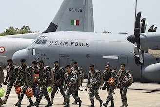 The Indian Air Force (IAF) personnel take part in a joint "Exercise Cope India 2023"—a bilateral air exercise between IAF and the United States Air Force (USAF)—at the Arjan Singh air force station in Panagarh, West Bengal on April 20, 2023.
