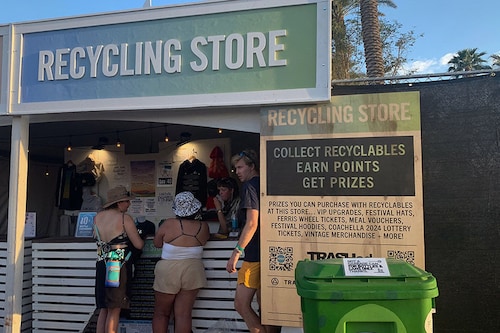 A recent report from the town of Indio, where the festival is held, said just 20 percent of total waste is recycled at Coachella as well as organizer Goldenvoice"s other festivals including Stagecoach.
Image: Maggy Donaldson / AFP A recent report from the town of Indio, where the festival is held, said just 20 percent of total waste is recycled at Coachella as well as organizer Goldenvoice"s other festivals including Stagecoach.
Image: Maggy Donaldson / AFP