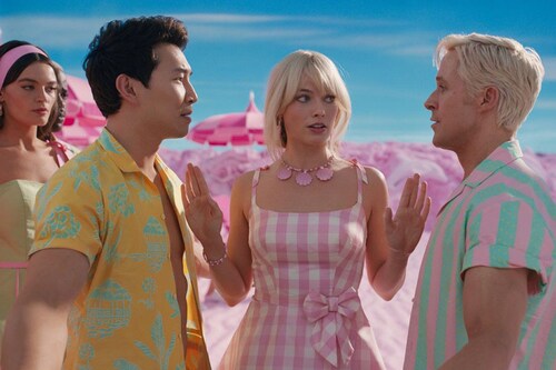 Shattering traditional images of virility, Ken"s style offers a less stereotypical take on men"s fashion. Image:  Copyright 2023 Warner Bros. Entertainment Inc. All Rights Reserved.© Shattering traditional images of virility, Ken"s style offers a less stereotypical take on men"s fashion. Image:  Copyright 2023 Warner Bros. Entertainment Inc. All Rights Reserved.©