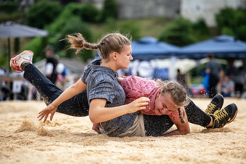 Wrestlers compete during the Women"s wrestling festival in Estavayer-le-Lac, on July 1, 2023. Wrestlers compete during the Women"s wrestling festival in Estavayer-le-Lac, on July 1, 2023.
Image: Fabrice Coffrini / AFP Wrestlers compete during the Women"s wrestling festival in Estavayer-le-Lac, on July 1, 2023. Wrestlers compete during the Women"s wrestling festival in Estavayer-le-Lac, on July 1, 2023.
Image: Fabrice Coffrini / AFP