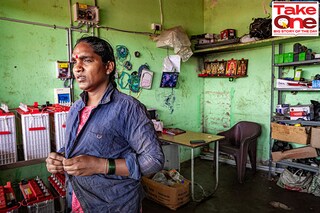 Yallama runs a solar-powered auto repair shop in Venkatagiri Kote, Devanahalli about 40 km away from Bengaluru. She earns Rs 12,000 per month after deducting rent. To earn a little extra, she also runs a solar-powered sewing machine from home Image: Selvaprakash Lakshmanan for Forbes India