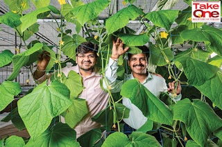 Nutrifresh Farms co-founder &amp CEO Sanket Mehta and co-founder Ganesh Nikam at Nutrifresh farms, Pune
Image: Swapnil Sakhare for Forbes India
