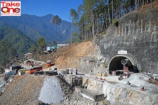 The 20 previous collapses at Silkyara, where miners were rescued after 41 days being trapped under a tunnel collapse, indicate that the fragile Himalayan area faces existential decline. The process of its decline constitutes clear and present danger to those who live and work there and to its irreplaceable biodiversity and species. 
Image: Sajjad Hussain / AFP