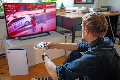 The PS5 reached the 50-million-unit milestone in almost the same period as its predecessor, the PS4, with Sony saying its flagship console enjoyed "strong momentum" in 2023.
Image: Philip Fong / AFP The PS5 reached the 50-million-unit milestone in almost the same period as its predecessor, the PS4, with Sony saying its flagship console enjoyed "strong momentum" in 2023.
Image: Philip Fong / AFP