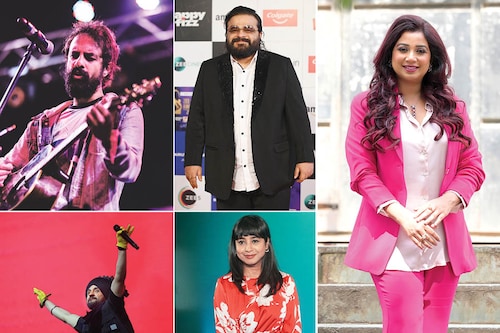 (Top) (From L to R): Ankur Tewari, Pritam, and Shreya Ghoshal. (Bottom) (From L to R): Diljit Dosanjh and Shilpa Rao. (Top) (From L to R): Ankur Tewari, Pritam, and Shreya Ghoshal. (Bottom) (From L to R): Diljit Dosanjh and Shilpa Rao.