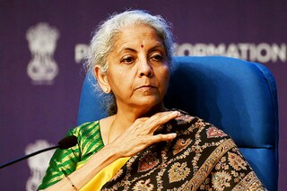 Finance minister Nirmala Sitharaman addresses the members of the media during a post budget news conference in New Delhi on February 1, 2023. (Photo by Sajjad HUSSAIN / AFP)​