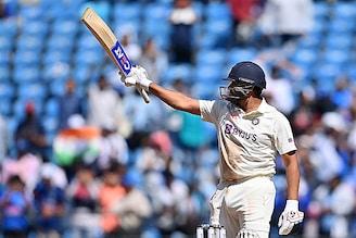 Indian men"s cricket team captain Rohit Sharma celebrates after scoring a century during the second day of the first Test cricket match between India and Australia at the Vidarbha Cricket Association (VCA) Stadium in Nagpur on February 10, 2023.