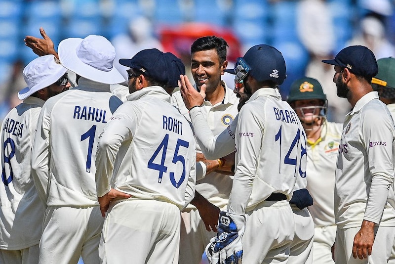 India"s Ravichandran Ashwin (C) celebrates with teammates after a batsman"s dismissal during the third day of the first Test cricket match between India and Australia at the Vidarbha Cricket Association Stadium in Nagpur on February 11, 2023. Ashwin"s five-wicket haul spearheaded India"s demolition job of the Aussies as they romped to a massive innings and a 132-run victory in the First Test.