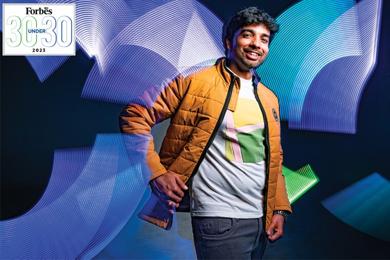 Siva Teja Kakileti
Image: Selvaprakash Lakshmanan for Forbes India Hair and makeup: Glow up diaries outfit: H.O.T.S MAN Stylist: Vaybhav Acharya