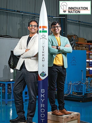 Naga Bharath Daka (left) and Pawan Kumar Chandana, co-founders, Skyroot Aerospace
Image: Chennoju Kranthi for Forbes India