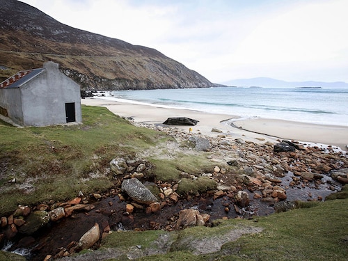 The fisherman"s cottage used in the film "The Banshees of Inisherin", on Keem beach, on the Achill Island, off the west coast of Ireland.
Image: Paul Faith / AFPÂ©