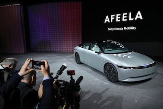 The Afeela prototype by Sony Honda Mobility is displayed during the Consumer Electronics Show (CES) in Las Vegas, Nevada, on January 4, 2023.