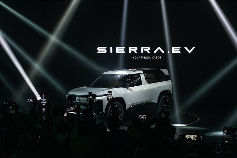 Vloggers and social media influencers live streaming the unveiling of Tata Sierra EV at India Auto Expo 2023 in Greater Noida, Uttar Pradesh, India on Wednesday, January 11, 2023. Sierra EV is Expected to go on sale by 2025.