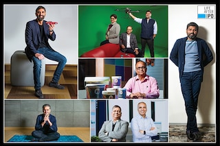 (Clockwise from left) Vinay Sanghi, chairman and managing director, CarTrade Tech Rashmi Verma, co-founder and CTO, Rakesh Verma, co-founder and CMD, and Rohan Verma, CEO and executive director, MapmyIndia Girish Mathrubootham, founder, FreshWorks Alok Bansal (left) and Yashish Dahiya of Policybazaar. Bhanu Chopra, chairman and managing director, RateGain&nbsp Hemant Jalan (centre), chairman and managing director, Indigo Paints<br>Images: (Clockwise from left)&nbsp Neha Mithbawkar for Forbes India,&nbsp Madhu Kapparath, Balaji Gangadharan for Forbes India, Amit Verma, Madhu Kapparath and (Centre) Gaurav Thombre