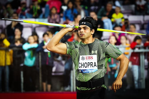 India"s Neeraj Chopra in action during the Lausanne Diamond League. Chopra won the tournament after returning from a month-long injury layoff
Image: Alexander Hassenstein/Getty Images India"s Neeraj Chopra in action during the Lausanne Diamond League. Chopra won the tournament after returning from a month-long injury layoff
Image: Alexander Hassenstein/Getty Images