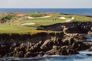 A general view of the 16th hole at the Cypress Point Club golf course during the 1990 AT&T Pebble Beach National Pro-Am held in February 1990 in Pebble Beach, California. Image credit: David Madison/Getty Images