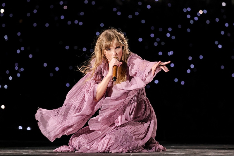 Taylor Swift performs onstage for night one of "Taylor Swift | The Eras Tour" at GEHA Field at Arrowhead Stadium on July 07, 2023 in Kansas City, Missouri.