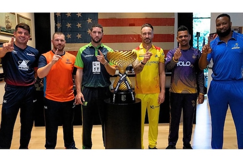 Captains of the six MLC teams pose with the trophy ahead of the start of the tournament. Image: MLC, Twitter Captains of the six MLC teams pose with the trophy ahead of the start of the tournament. Image: MLC, Twitter