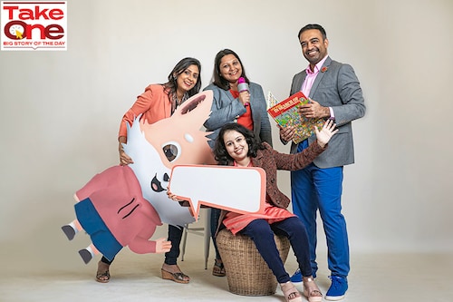 From left Anushree Goenka, Namita Goel, Kaustubh Khade and (sitting) Jyothika Sahajanandan, Cofounders, Spark Studio Image: Selvaprakash Lakshmanan for Forbes India From left Anushree Goenka, Namita Goel, Kaustubh Khade and (sitting) Jyothika Sahajanandan, Cofounders, Spark Studio Image: Selvaprakash Lakshmanan for Forbes India