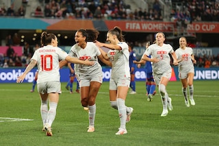 Ramona Bachmann (1st L) of Switzerland celebrates with teammates after scoring her team"s first goal during the FIFA Women"s World Cup Australia & New Zealand 2023 Group A match between Philippines and Switzerland at Dunedin Stadium on July 21, 2023 in Dunedin, New Zealand.
Image: Lars Baron/Getty Images