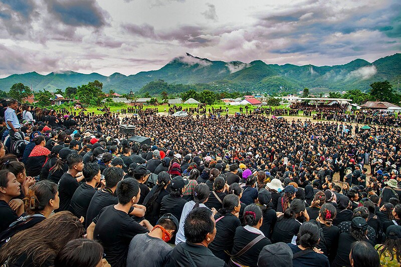 Members of the Indigenous Tribal Leaders’ Forum (ITLF) take part in a rally as a mark of protest against the violence in the state and the harrowing sexual assault against two tribal women that occurred on May 4 in Churachandpur district, Manipur, Thursday, July 20, 2023.