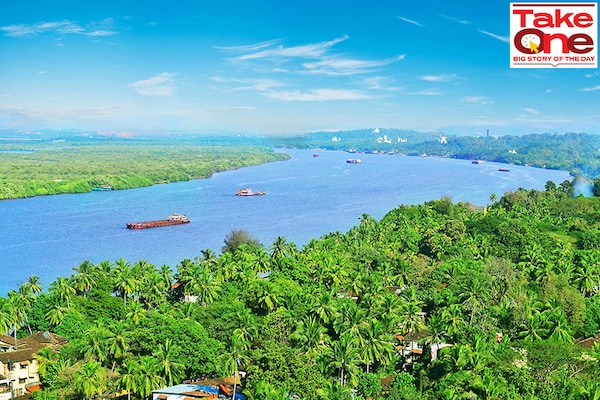 The Mandovi River, often referred to as the ‘lifeline’ to Goa supports wildlife and humans and provides drinking water to millions of people along its 117 kilometers journey through Karnataka and Maharashtra, down to the Arabian Sea at Goa. Image: Vijay singh /Shutterstock