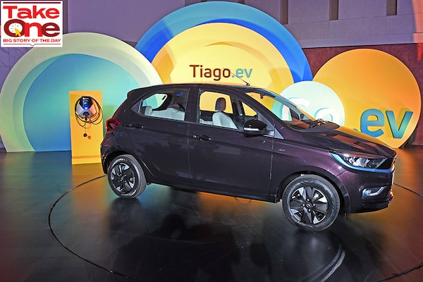 Tata Tiago electric car. Image: Ashish Vaishnav/SOPA Images/LightRocket via Getty Images