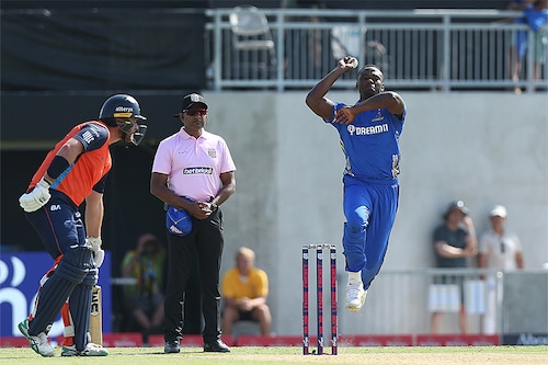 Kagiso Rabada of MI New York playing against San Francisco Unicorns during a Major League Cricket match held at the Grand Prairie Stadium, Texas, United States&nbsp Image: Courtesy MLC