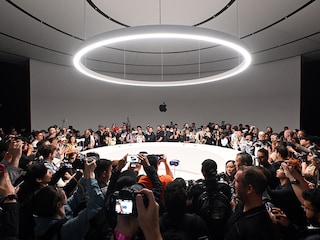 Apple"s new Vision Pro virtual reality headset is the cynosure of all eyes during Apple’s Worldwide Developers Conference (WWDC) at the Apple Park campus in Cupertino, California, on June 5, 2023. Image: Josh Edelson / AFP