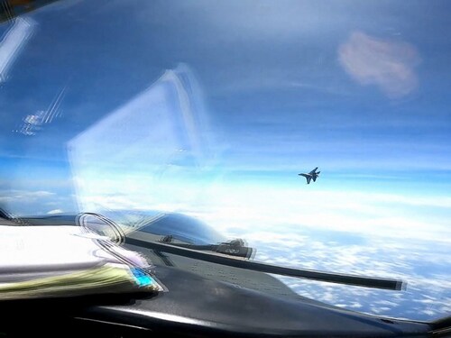 This screen grab made from a video taken on May 26, 2023, and released on May 30 by the US Indo-Pacific Command shows a J-16 fighter pilot from China flying in front of the nose of a US Air Force RC-135 aircraft over the South China Sea in international airspace. Image: Handout / DVIDS / AFP This screen grab made from a video taken on May 26, 2023, and released on May 30 by the US Indo-Pacific Command shows a J-16 fighter pilot from China flying in front of the nose of a US Air Force RC-135 aircraft over the South China Sea in international airspace. Image: Handout / DVIDS / AFP