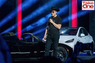 CEO of Tesla Motors Elon Musk speaks at the Tesla Giga Texas manufacturing "Cyber Rodeo" grand opening party on April 7, 2022 in Austin, Texas. - Tesla welcomed throngs of  electric car lovers to Texas on April 7 for a huge party inaugurating a "gigafactory" the size of 100 professional soccer fields.
Image: Suzanne Cordeiro / AFP