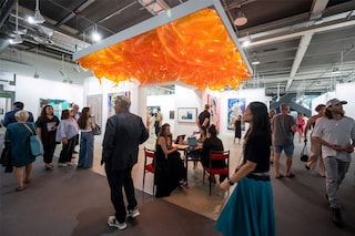 General view of the Pilar Corrias contemporary art gallery during the Art Basel fair for Modern and contemporary art, in Basel, on June 13, 2023. Image: Fabrice Coffrini / AFP