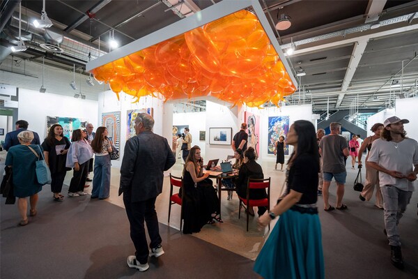 General view of the Pilar Corrias contemporary art gallery during the Art Basel fair for Modern and contemporary art, in Basel, on June 13, 2023. Image: Fabrice Coffrini / AFP