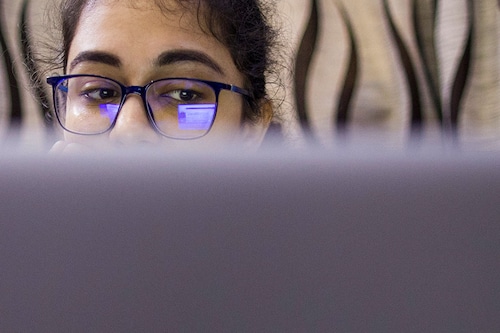 A Whitehat Jr. coding teacher provides an online class at her home in New Delhi, India.
Image: Anindito Mukherjee/Bloomberg via Getty Images