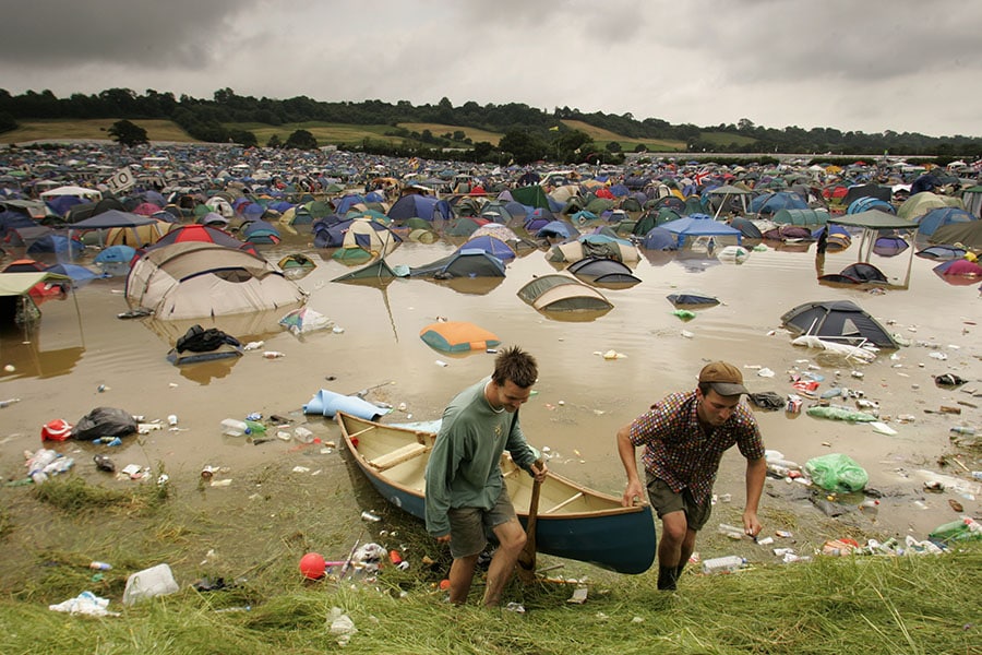 A file photo of flooded tents after a month