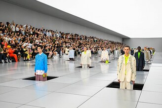 Models on the runway during the Dior Homme Menswear Spring/Summer 2024 show as part of Paris Fashion Week on June 23, 2023 in Paris, France.