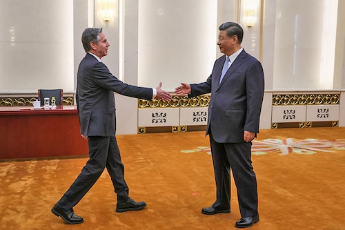US Secretary of State Antony Blinken (L) shakes hands with China"s President Xi Jinping in the Great Hall of the People in Beijing on June 19, 2023.Image: Leah Millis / Pool / AFP US Secretary of State Antony Blinken (L) shakes hands with China"s President Xi Jinping in the Great Hall of the People in Beijing on June 19, 2023.Image: Leah Millis / Pool / AFP