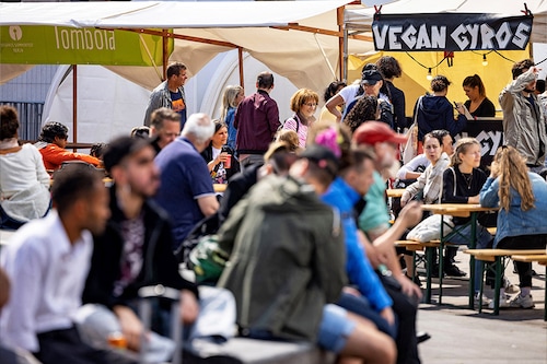 Visitors attend the Vegan Summer Festival at Alexanderplatz square in Berlin on June 16, 2023. Despite being known for their love of sausages and schnitzel, Germans have been steadily eating less meat over the past few years. Image: Odd Andersen / AFP Visitors attend the Vegan Summer Festival at Alexanderplatz square in Berlin on June 16, 2023. Despite being known for their love of sausages and schnitzel, Germans have been steadily eating less meat over the past few years. Image: Odd Andersen / AFP