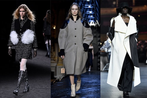 Coats, oversized and highlighted shoulders, and a black &amp white colorway, are among the key trends of the Paris fall-winter 2023 season shows.
Image:  Emmanuel Dunand/ Julien De Rosa/ AFPÂ©