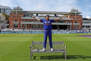 LONDON, ENGLAND - SEPTEMBER 24: Jhulan Goswami of India poses for the camera on her last game for India at Lord"s Cricket Ground on September 24, 2022 in London, England.
Image: Christopher Lee - ECB/ECB via Getty Images