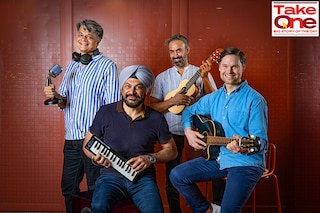 From left: Dhruvank Vaidya, head of podcasts, Spotify India Amarjit Singh Batra, general manager, SAMEA (South Asia, Middle East, Africa) and managing director, Spotify India Rahul Balyan, head of music, Spotify India and Gustav Gyllenhammar, vice president, Markets and Subscriber Growth at Spotify
Image: Neha mithbawkar for Forbes India