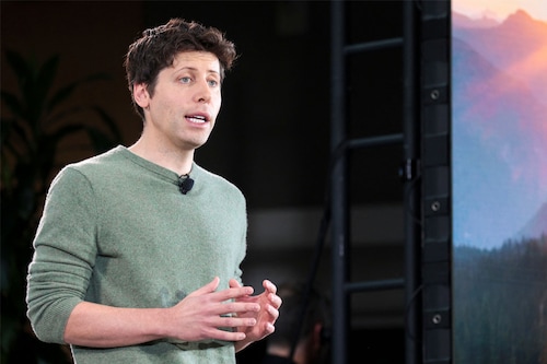 OpenAI CEO Sam Altman speaks during a keynote address announcing ChatGPT integration for Bing at Microsoft in Redmond, Washington, on February 7, 2023
Image: Jason Redmond / AFP